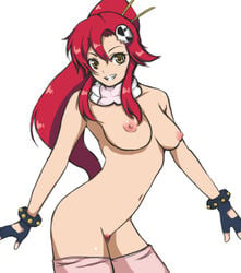 1girls female female_only fingerless_gloves gloves hair_ornament long_hair nipples nude pink_legwear pink_socks pink_thighhighs ponytail pubic_hair red_hair scarf socks solo tengen_toppa_gurren_lagann thigh_socks thighhighs tied_hair white_background yellow_eyes yoko_littner yoruichi_(yoru1)