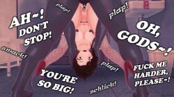 1boy 1girls arrancon bending_over black_hair black_hair_female breasts covering_breasts dialogue fishnet_legwear heels penetration prostitute prostitution red_highlights ruby_rose rwby sex sex_from_behind silver_eyes streetwalker