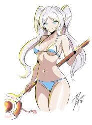 adempskie belly bikini bikini_only breasts elf elf_ears elf_female female female_focus female_only frieren green_eyes long_hair long_twintails looking_at_viewer pale-skinned_female petite petite_body petite_female silver_hair skinny skinny_female slender slender_body small_boobs small_breasts solo solo_female solo_focus sousou_no_frieren tummy twintails