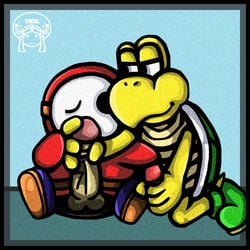 2boys gay koopa koopa_troopa male male_only mario_(series) masturbation multiple_boys nintendo penis scalie shy_guy stroking thekrakenislaken tkil yaoi