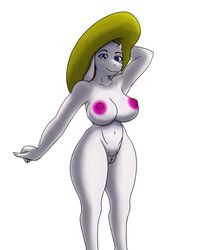 1girls anthro areola big_areola big_breasts blue_eyes bovid breasts caprine crotch_tuft female genitals goat hi_res leondraw mammal navel nipples nude pussy small_horns solo sun_hat thick_thighs toriel tuft undertale video_games white_body