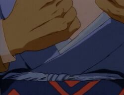 1990s_(style) 1993 1boy 1girl 1girls animated animated_gif anime_screenshot bouncing_breasts female han'eri housewife indoors japanese_clothes kimono kimono_pull kimono_removed lowres mature_female medium_breasts michiyo_suhiro middle_aged middle_aged_female middle_aged_woman nipples obidome obijime old old_woman rape removing_kimono retro_artstyle showa_era tagme undressing youjuu_sensen_adventure_kid