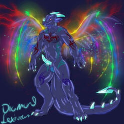 adamantine_lustre diamond_lexivous dragon energy erection magic male male_only penis silver_shadowheart solo sparkle tattoo