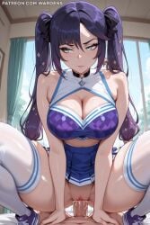 1girl 1girls ai_generated black_hair blue_eyes boobs breasts female female_focus genshin_impact girl light-skinned_female light_skin lips long_hair makeup medium_breasts mona_(genshin_impact) stable_diffusion tagme tits twintails twintails_(hairstyle) uncensored wardens watermark