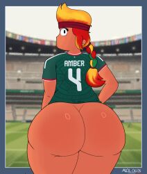 amber_(brawl_stars) artist_request artist_signature back_view big_ass black_eyes brawl_stars brunette focus focus_on_ass looking_back m60lprofanador mexican mexican_female number shine stadium tagme text twitter_logo twitter_username watermark world_cup