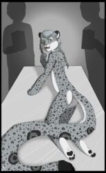 anthro anus feline female fur furry human leopard mammal pussy snow_leopard tobi_(artist) transformation young