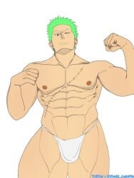1boy abs bara bara_body bara_tiddies bara_tits barazoku biceps bigger_male bulge defined_muscles frown frowning fundoshi fundoshi_only gay green_hair hairless half-dressed half_naked half_nude handsome handsome_man itsuki_amicitia japanese_male looking_down_at_penis male male_focus male_only manly masculine masculine_male muscles muscular muscular_male one_piece pecs pectorals penis_bulge pirate post-timeskip quadriceps roronoa_zoro scar scar_across_eye scar_on_chest scar_on_face scars six_pack solo solo_focus solo_male tall_male taller_male tough_guy trapezius underwear underwear_only yaoi