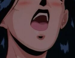1990s_(style) 1993 1boy 1girl 1girls animated animated_gif anime_screenshot black_hair blush collarbone eyes_closed female housewife implied_rape implied_sex long_hair lowres mature_female michiyo_suhiro middle_aged middle_aged_female middle_aged_woman mole mole_under_eye old old_woman open_mouth rape retro_artstyle showa_era tagme world_war_ii youjuu_sensen_adventure_kid