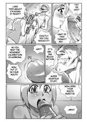 age_difference blush comic dialog erection female handjob male melkor_mancin monochrome penis precum sidney sidney_(comic) sidney_swanson smile teen text uncensored uncle_and_niece