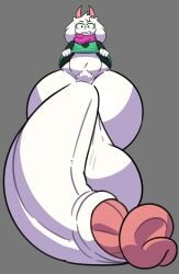 2025 absurd_res anthro balls big_balls big_penis bovid caprine clothing darkner deltarune edit evilfiendish eyewear floppy_ears genitals glasses goat half-erect hi_res horn huge_balls huge_cock hyper hyper_balls hyper_genitalia hyper_penis looking_at_viewer male mammal penis ralsei robe robe_lift scarf solo thick_thighs third_party_edit undertale_(series) white_body wide_hips