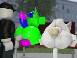 anal anal_sex ass balls big_ass big_butt boykisser cum cum_in_ass disembodied_penis dont_touch_my_pizza_guy feline femboy gay green_fur hands_behind_head human kevin_(nyanwolf) male male/male male_penetrating_male mammal muitetul penis roblox robloxian silly_cat_(mauzymice) tagme tail twerking video white_fur
