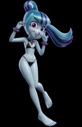 3d 3d_render ai_assisted barefoot bikini bikini_bottom bikini_top black_bikini equestria_girls feet friendship_is_magic my_little_pony sonata_dusk sonata_dusk_(eg)