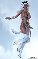 1girls 2016 3d african african_female big_breasts breasts dark-skinned_female dark_skin female marvel nipples nipples_visible_through_clothing solo storm_(x-men) tiangtam white_hair x-men