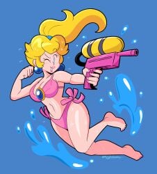 1girls 2026 bikini bikini_bottom bikini_top breasts commission commission_art female female_only funnyhoohooman mario_(series) nintendo princess princess_peach thighs wink winking winking_at_viewer