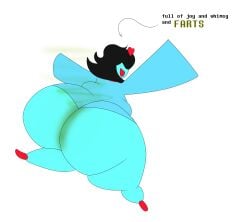 ass ass_bigger_than_head big_ass big_booty big_butt black_hair blue_body blue_skin booty butt chubby deltarune fart happy heart huge_ass huge_booty huge_butt joyous memphisdx metallicdx oblivious open_mouth patience_soul_(undertale) red_shoes smile smiling stench stench_lines stink_fumes stink_lines toby_fox