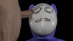 cum cum_on_mask cumshot furry gay human human_on_anthro humanoid humanoid_genitalia humanoid_penis kedamono_(popee_the_performer) male male/male mask masked popee_the_performer purple_body purple_fur wolf