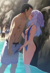 beach beach_background bikini bikini_top bikini_top_undone classroom_of_the_elite cute cute_face girly kissing ntr pink_hair pussy pussy_juice pussy_juice_drip sakayanagi_arisu sex sex_toy sexy_body sexy_pose