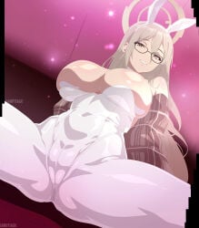 1girls blonde_hair breasts bunny_ears bunny_girl bunnysuit character_request cleavage clothing copyright_request female female_only huge_breasts large_breasts navel sandtiage screencap skin_tight stitched thick_thighs thighs tummy underboob vagina