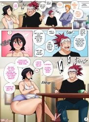 ass_bigger_than_head big_ass bittercream black_hair bleach blush cuckold imminent_ntr kuchiki_rukia kurosaki_ichigo purple_eyes renji_abarai small_breasts thick_thighs thighs_bigger_than_head
