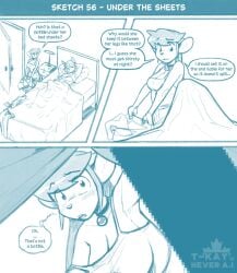2d 2girls anthro anthro_female bed bedroom big_boobs big_breasts big_penis blanket blush blushing boobs choker dialogue erection erection_under_blanket female_anthro futanari katie_tinson large_breasts large_penis laundry_basket lifting_blanket looking_at_penis mouse mouse_ears mouse_girl mouse_humanoid mouse_tail pillow rodent_humanoid sleep_erection sleeping surprised t-kay tank_top under_blanket