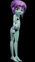 3d 3d_render ai_assisted barefoot bikini bikini_bottom bikini_top black_bikini equestria_girls feet friendship_is_magic my_little_pony sunny_flare
