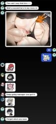 1boy 1girls angels_of_delusion aria_(zenless_zone_zero) asymmetrical_legwear belle_(zenless_zone_zero) black_panties bottomless brother_and_sister bulge cecilia_(zenless_zone_zero) chat chat_log commentary english_text female_pubic_hair fingerless_gloves gloves group_chat highres hoyoverse incest kaiser_(kaiserofart) kaiserart legs_apart legwear light-skinned_female light-skinned_male light_skin midriff mihoyo motion_lines nangong_yu_(zenless_zone_zero) navel nude nude_male panties panties_aside photo_(object) pubic_hair pussy_juice siblings spooning spread_legs stomach_bulge sunna_(zenless_zone_zero) underwear v v_sign vaginal_penetration wise_(zenless_zone_zero) zenless_zone_zero