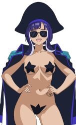 chilo_sports covered_nipples covering female female_only liga_mx mexican_female pirate pirate_girl pirate_hat sunglasses tentacle_hair violet_hair