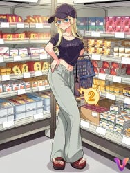 1girls 2025 ai_assisted ai_colored bag bent_back blush breasts collarbone commentary commentary_request crop_top crying dropped_object female female_orgasm full_body greyscale groceries grocery_store hat highres holding implied_vibrator indoors jewelry kakuremino7928 large_breasts long_hair navel necklace open_toe_shoes orgasm original pants platform_footwear platform_heels public public_humiliation public_indecency pussy_juice_stain remote_control_vibrator sandals sex_toy shirt shopping shopping_basket short_sleeves shoulder_bag solo spoken_blush spoken_squiggle spread_legs squiggle standing supermarket sweatpants toes trembling variant_set vibrator