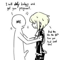 1femboy androgynous anon bob_cut dialogue femboy feminine_faced_male feminine_male imminent_sex joke_art lio_fotia male meme monochrome petite petite_body petite_male promare short_hair short_male sketch slim slim_male slim_waist text thin_waist twink