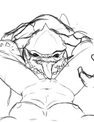 2014 alien fellatio female human krogan licking male mammal mass_effect oral painis18 pov pussy reptile scalie sex straight tongue