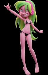 3d 3d_render ai_assisted barefoot bikini bikini_bottom bikini_top black_bikini equestria_girls feet friendship_is_magic lemon_zest lemon_zest_(eg) my_little_pony