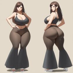 ai_generated barefoot capcom chun-li chun-li_(battle_ouffit_sfv) feet female flare_pants gigantic_ass gigantic_breasts huge_ass huge_breasts leo_dawg multiple_views soles street_fighter thick_thighs toes wide_hips