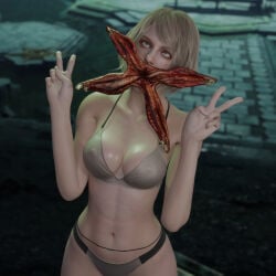 1girls 3d ashley_graham big_breasts blonde_hair bra breasts_out capcom corrupted corruption female female_only horror mokujin_hornywood monster_mouth nipple_bulge nipples nipples_visible_through_clothing panties resident_evil solo