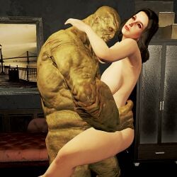 1boys 1girls big_breasts breasts brown_eyes brown_hair disgusted fallout fallout_4 female female_penetrated green_skin holding hotel_room human interspecies light-skinned_female light_skin looking_at_another medium_hair milf monster monster_on_female mutant naked nora_(fallout_4) nude_female penetration red_lipstick sex size_difference stand_and_carry_position standing standing_sex strong_(fallout) super_mutant thighs vaginal_penetration wife