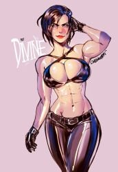 1girls abs big_breasts black_hair breasts cleavage dc_comics divine_(dc) female female_only glowing_eyes huge_breasts megaween muscular muscular_female solo solo_female