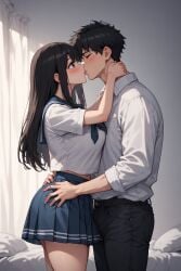 ayato_aishi breast_press butt_grab consent consenting consenting_female couple kissing taeko_yamada yandere_simulator