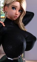 3d big_boobies big_boobs big_breasts big_tits blonde_hair gwen_stacy gwen_stacy_(spider-verse) marvel piercing rui3delsa ruichan_art ruidx ruisensei scene_reference short_hair sony_pictures_animation spider-gwen spider-man:_into_the_spider-verse spider-man_(series) visible_breasts
