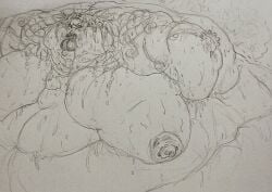 diavolo greasy hyper hyper_obese jojo's_bizarre_adventure male nipple_piercing obese tagme traditional_drawing_(artwork) traditional_media_(artwork) vento_aureo