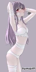 1girls 2d 2d_(artwork) 2d_artwork arm_behind_head armpit armpit_crease armpit_peek armpits background bandage bandaged_arm bandaged_belly bandaged_body bandaged_face bandaged_leg bandaged_neck bandaged_stomach bandaged_thigh bandaged_thighs bandages bandages_on_legs bandages_on_legss bare_armpits bare_chest bare_hands bare_shoulders bare_skin belly bikini bikini_bottom bikini_top breasts character_request cleavage collarbone copyright_request digital digital_art digital_drawing digital_drawing_(artwork) digital_media digital_media_(artwork) drawing elbows exposed exposed_armpits exposed_chest exposed_shoulders exposed_skin eyebrows_visible_through_hair female female_focus female_only from_side grey_background hairless_armpits half_naked half_nude hand_behind_head hand_on_hair hand_on_head hand_on_own_hair hand_on_own_head head_tilt inguinal_crease inguinal_ligament lean_figure long_hair looking_at_viewer midriff monotone_background naked naked_female naked_woman narrow_waist nude nude_female nudity one_color_background open_mouth parted_lips partially_undressed petite petite_body petite_breasts petite_female petite_girl petite_tits plain_background portrait posing posing_for_the_viewer posing_naked posing_nude presenting_armpit profile purple-haired_female purple_hair red-eyed_female red_eyes semi_nude shaved_armpits shoulders side_view slender_body slender_waist slim_female slim_waist small_boobs small_breasts small_tits solid_color_background solo standing swimsuit swimwear thighs three-quarter_view tilted_head tiny_breasts tiny_tits tongue top_view touching_hair touching_head upper_body white_bikini white_bikini_bottom white_bikini_top white_swimsuit white_swimwear