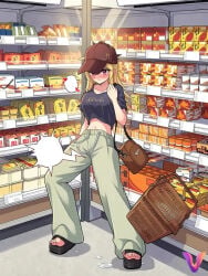 1girls 2025 ai_assisted ai_colored bag bent_back blush breasts collarbone commentary commentary_request crop_top crying dropped_object female female_orgasm full_body greyscale groceries grocery_store hat highres holding implied_vibrator indoors jewelry kakuremino7928 large_breasts long_hair navel necklace open_toe_shoes orgasm original pants platform_footwear platform_heels public public_humiliation public_indecency pussy_juice_stain remote_control_vibrator sandals sex_toy shirt shopping shopping_basket short_sleeves shoulder_bag solo spoken_blush spoken_squiggle spread_legs squiggle standing supermarket sweatpants toes trembling variant_set vibrator