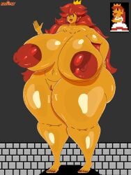 1girls background big_ass big_breasts female female_only foot light-skinned_female mario_(series) nipples orange_body pixel_art princess_toadstool red_hair rosyart super_mario_bros._(nes)