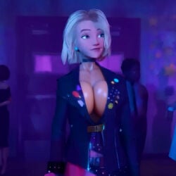 big_boobies big_boobs big_breasts big_tits blonde_hair edit edited gwen_stacy gwen_stacy_(spider-verse) marvel piercing rui3delsa ruichan_art ruidx ruisensei scene_reference short_hair sony_pictures_animation spider-gwen spider-man:_into_the_spider-verse spider-man_(series) visible_breasts