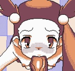 animated blowjob female forced_oral froll jasmine_(pokemon) male/female pixel_art pokemon twintails two_side_up