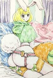 ass blonde_hair bottomless bunny_ears bunny_tail carrot_(one_piece) female female_only garter_belt garter_straps huge_ass one_piece puipui rabbit_ears rabbit_girl rabbit_tail tagme