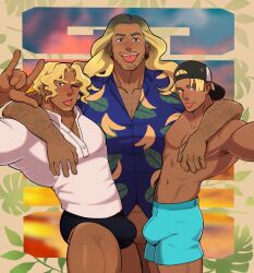 abs bara beard biceps big_bulge bulge clothing daddy dugtrio gay geckobara generation_1_pokemon gijinka male male/male male_nipples male_only manly mature_male muscular_male nintendo nipples pecs pokemon pokemon_(species)