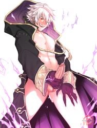 1boy big_penis black_cloak cloak commission cum ejaculation energy fangs fire_emblem fire_emblem_awakening fire_emblem_heroes girthy_penis grima_(fire_emblem) hand_on_own_thigh hood kukumomo light-skinned_male light_skin male male_focus male_masturbation male_only masturbation naked_cloak nintendo nipples patreon_logo penis red_eyes robin_(fire_emblem) robin_(fire_emblem)_(male) simple_background skinny smile solo solo_male uncensored watermark white_background white_hair young