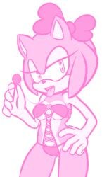 1girls amy_rose bikini cameltoe female furry hairbow lolipop saliva_string sega sonic_(series) thanu tongue_out