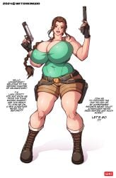 2024 big_breasts braid breasts brown_eyes busty curvaceous curvy curvy_female curvy_figure english_text female female_focus female_only full_body hourglass_figure lara_croft lara_croft_(classic) large_breasts tagme text tomb_raider twitter_link wide_hips witchking00