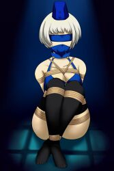 2d 2d_(artwork) 2d_artwork bondage bondage bound bound_arms bound_legs crossed_legs dankestofdans elizabeth_(persona) human humanoid light-skinned_female light_skin on_ass persona persona_3 rope rope_between_breasts rope_bondage submissive submissive_female thick_thighs thighs white_hair