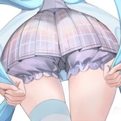 100_kanojo 1girls ass ass_focus blue_hair from_behind futate_eru head_out_of_frame hornfelstone kimi_no_koto_ga_dai_dai_dai_dai_daisuki_na_100-nin_no_kanojo solo the_100_girlfriends_who_really_really_really_really_really_love_you thighs thighs_focus twintails